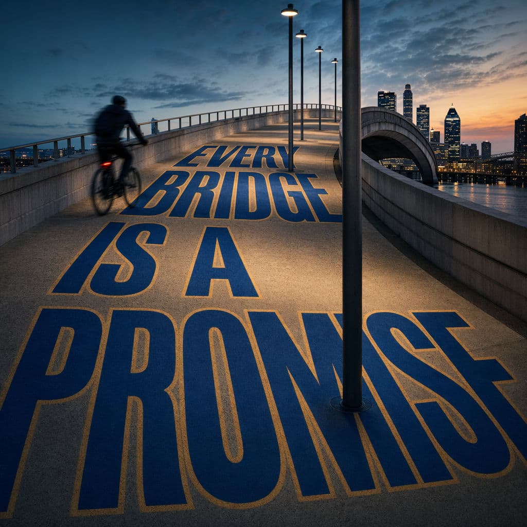 Perspective typography bridge poster generated with ChatGPT Images 2.0