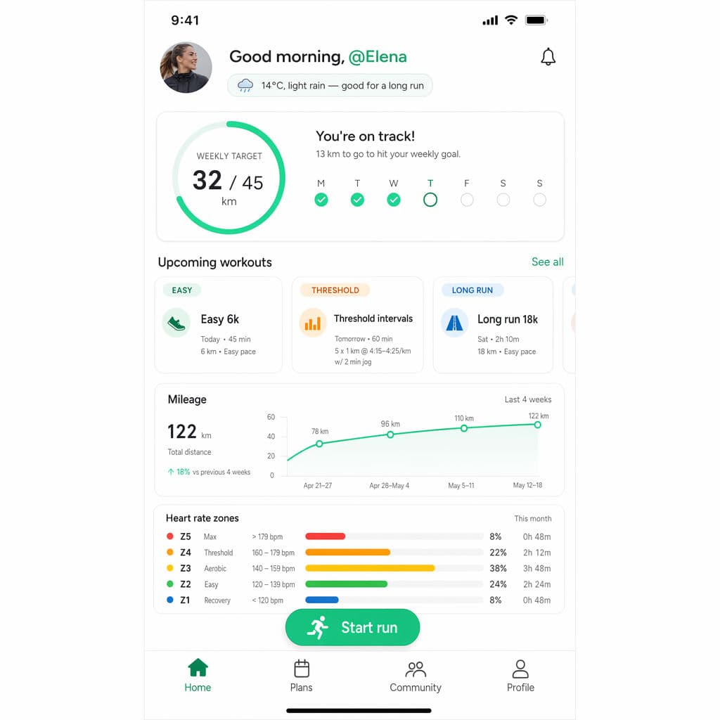 Running app home screen UI mockup generated with ChatGPT Images 2.0