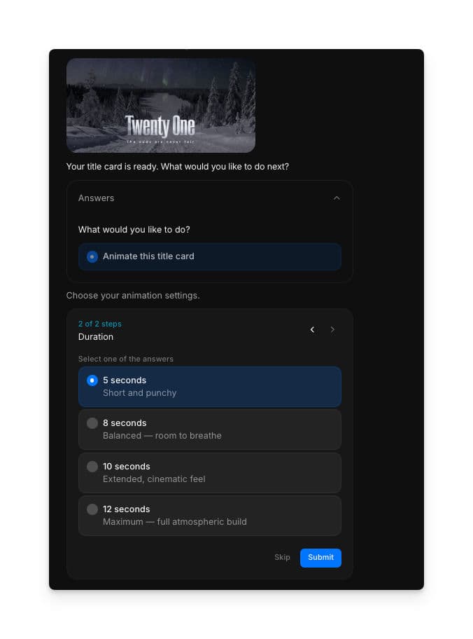 Fine-tuning duration settings for animated title sequence