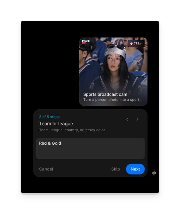 Team or league text field with the value Red and Gold entered