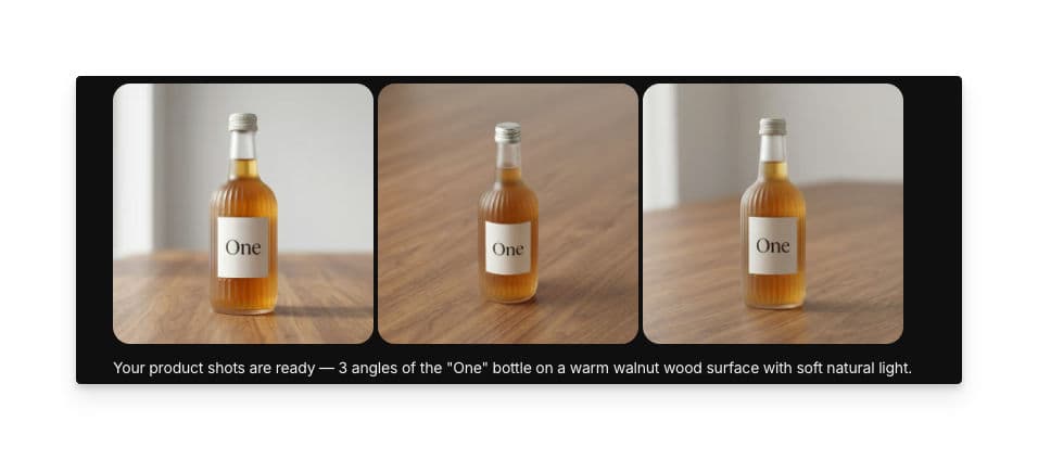 Generated professional product photo with studio lighting on selected surface