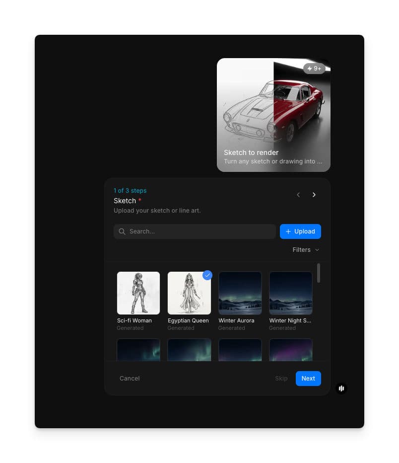 Sketch field in the Morphic Sketch to render workflow where you upload your image