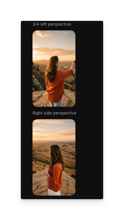 First perspective output showing the image from a new camera angle