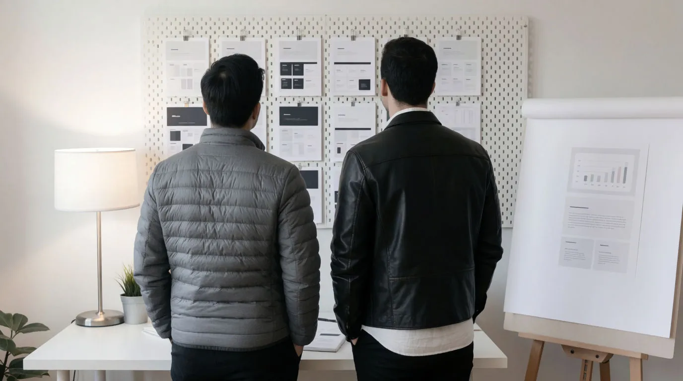 A brand team comparing campaign variants on a board