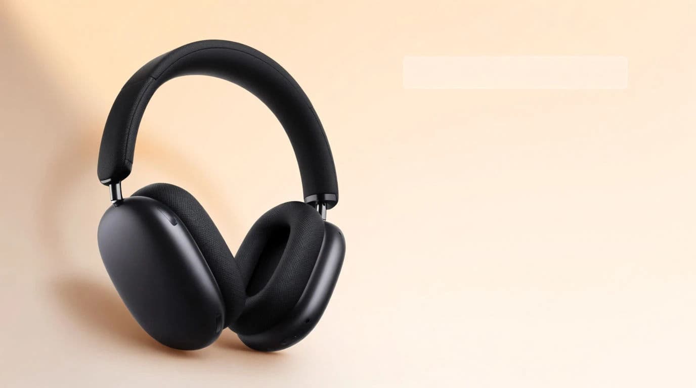 The same headphones hero with open space on the right