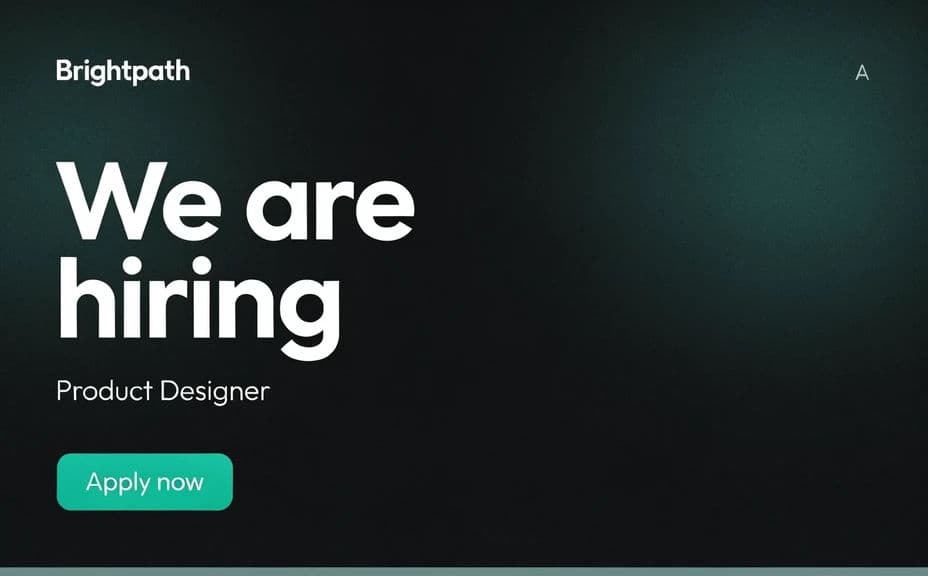 We're hiring graphic design with the role title and a call-to-action button