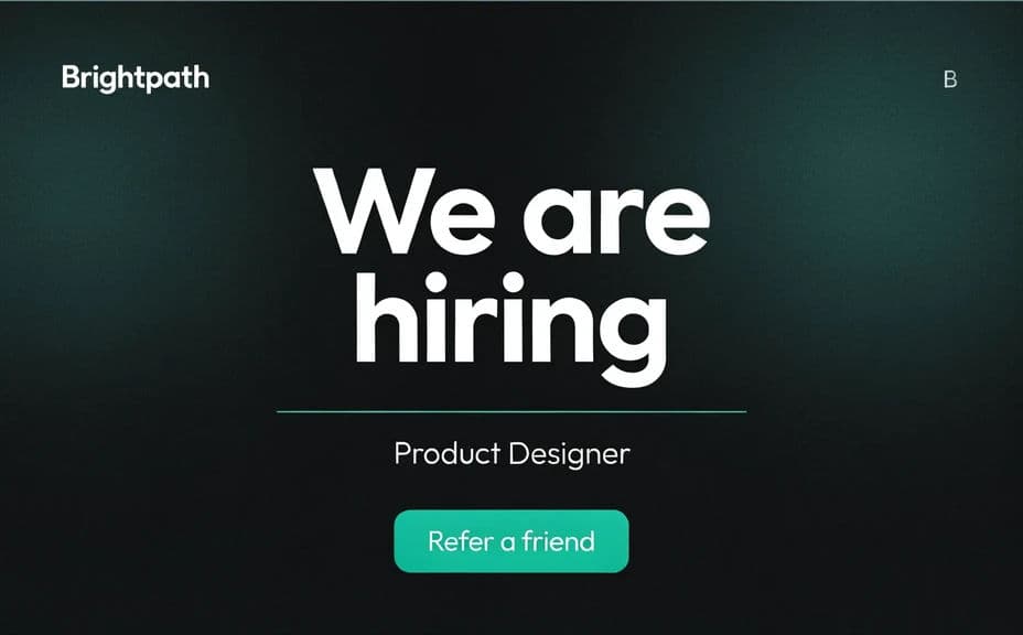 Alternate design of the same brand's We're hiring graphic with a different layout