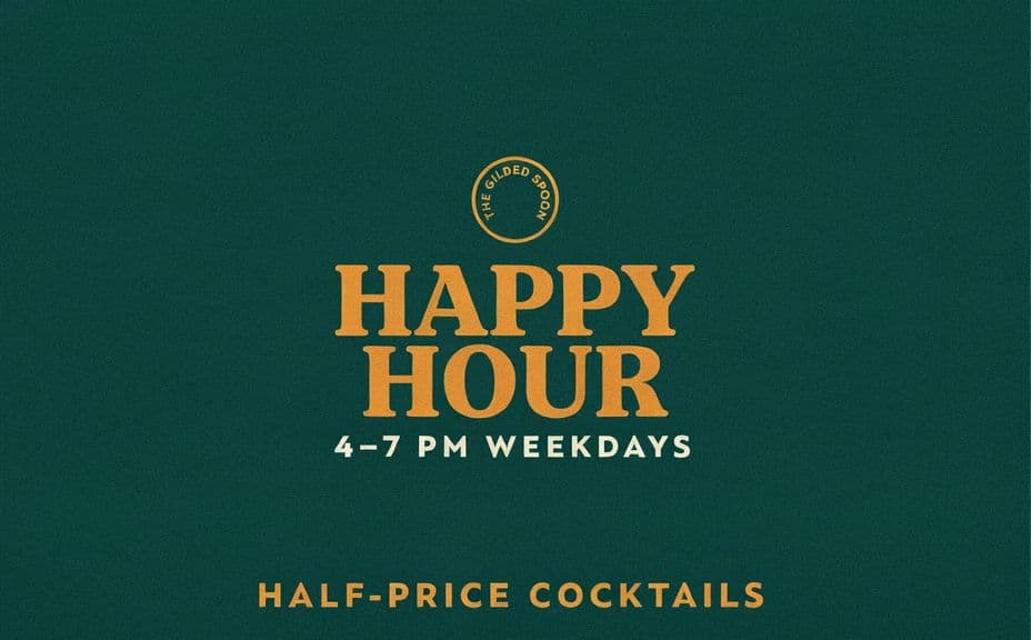 Happy hour promo graphic design with the times and drink offer