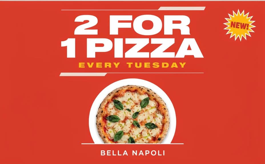 Second restaurant promo flyer design with the same offer headline