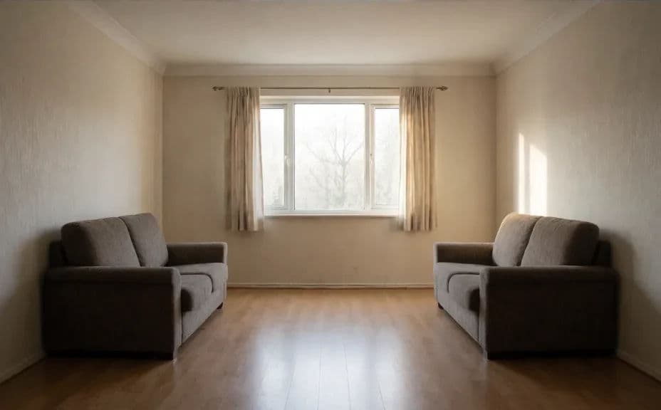 The same room tidy and clutter-free after cleanup