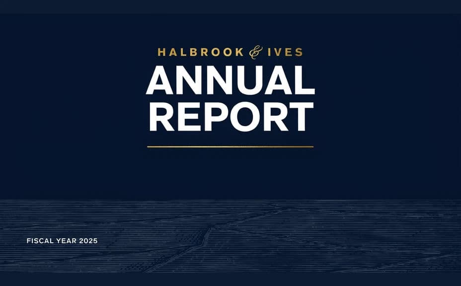 Financial report cover option with the title over a deep navy background