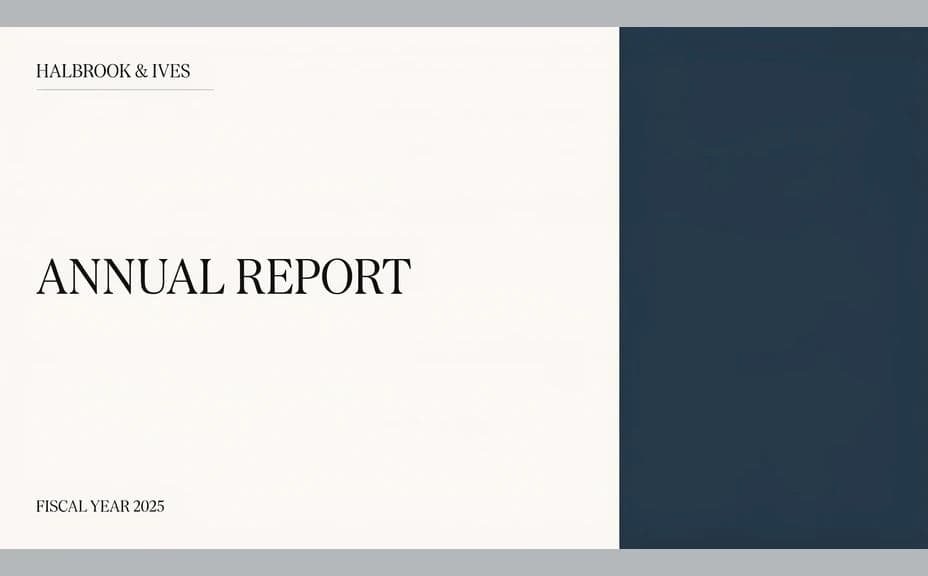Alternate financial report cover option with the title on a light minimal layout