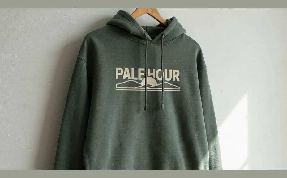 Alternate hoodie mockup in a dark colourway with the same print