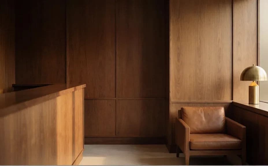 Law firm profile image option showing a warm reception interior in daylight