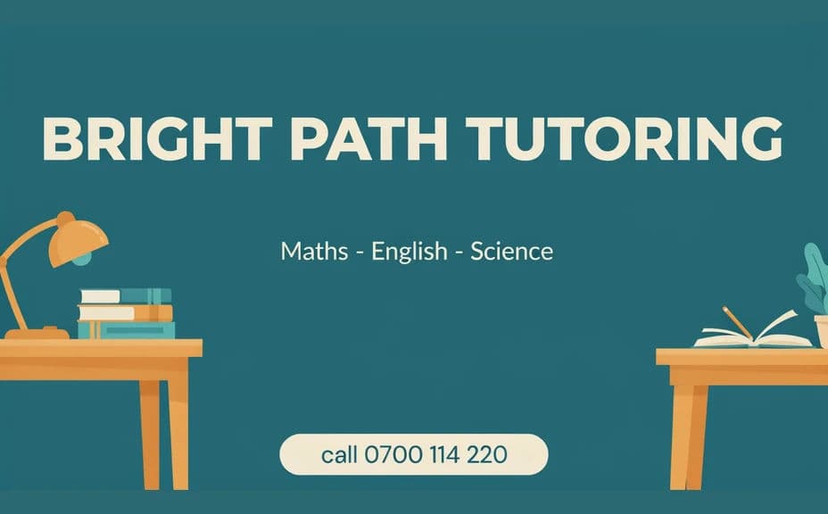 Tutoring flyer design with a bold headline stacked above a subject list