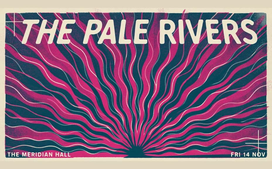 Concert poster design with band name, venue, and date