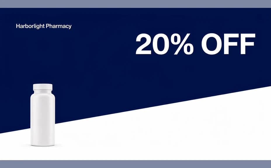 Alternate design of the same pharmacy promotion with a different composition and colour treatment