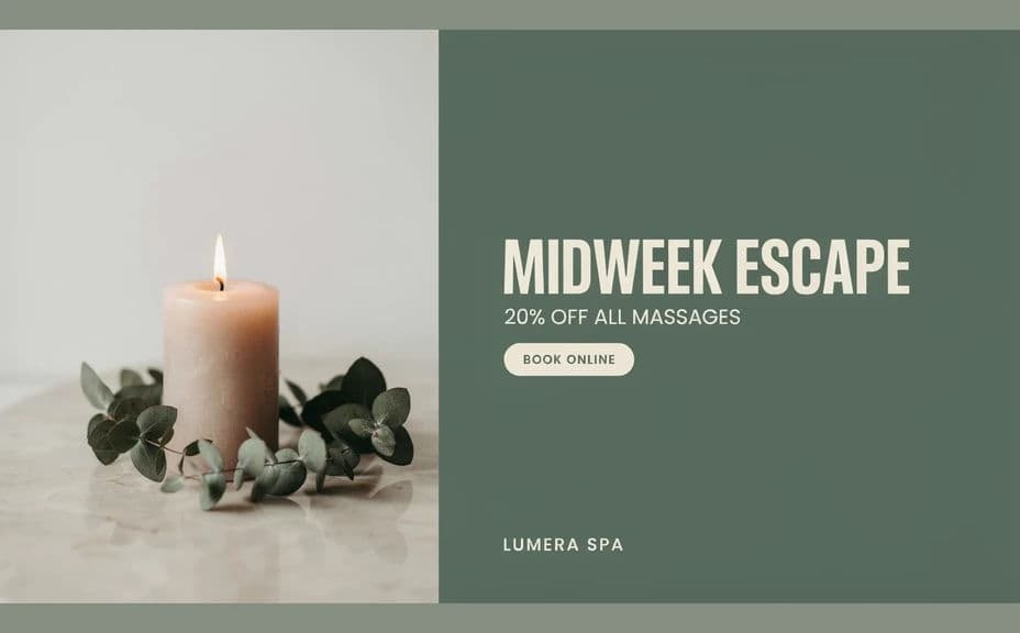 Alternative spa promotion layout with the offer set in a side panel