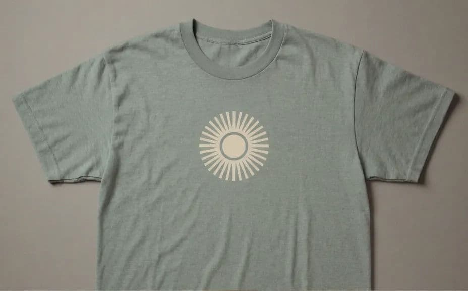 Flat lay t-shirt mockup on a plain studio surface