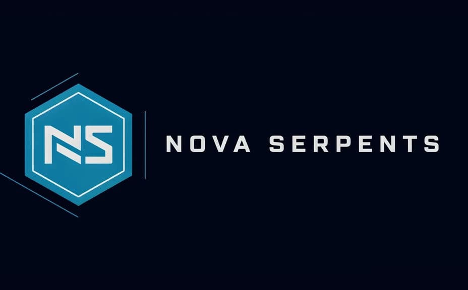 Alternate esports logo mockup with a geometric monogram badge on a dark backdrop