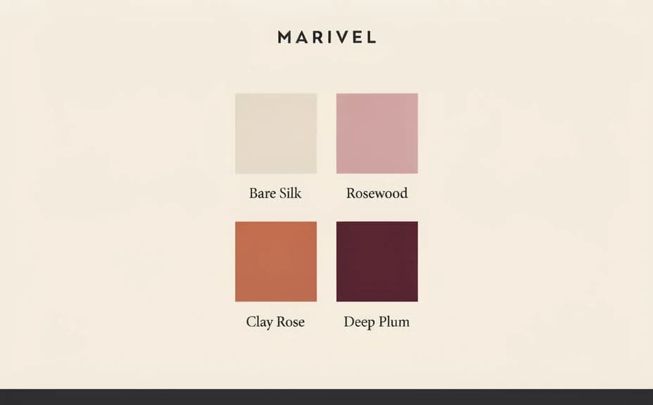 Lipstick shade chart laid out as a grid of square swatches with shade names