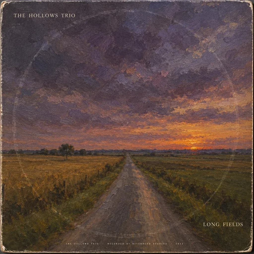 Vinyl record sleeve with a hand-painted cover and a spine credit line