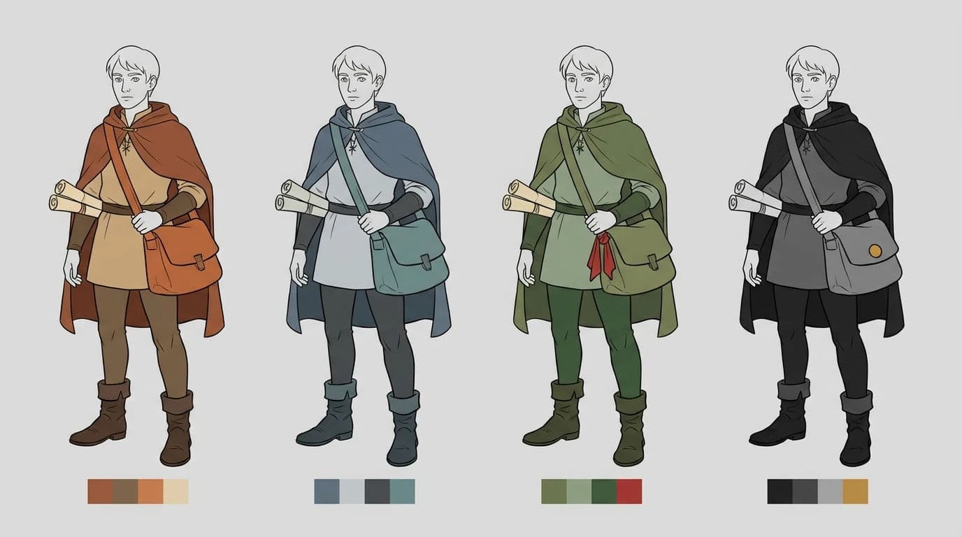 Colour variant row showing the same design in four palettes, generated with Nano Banana Pro