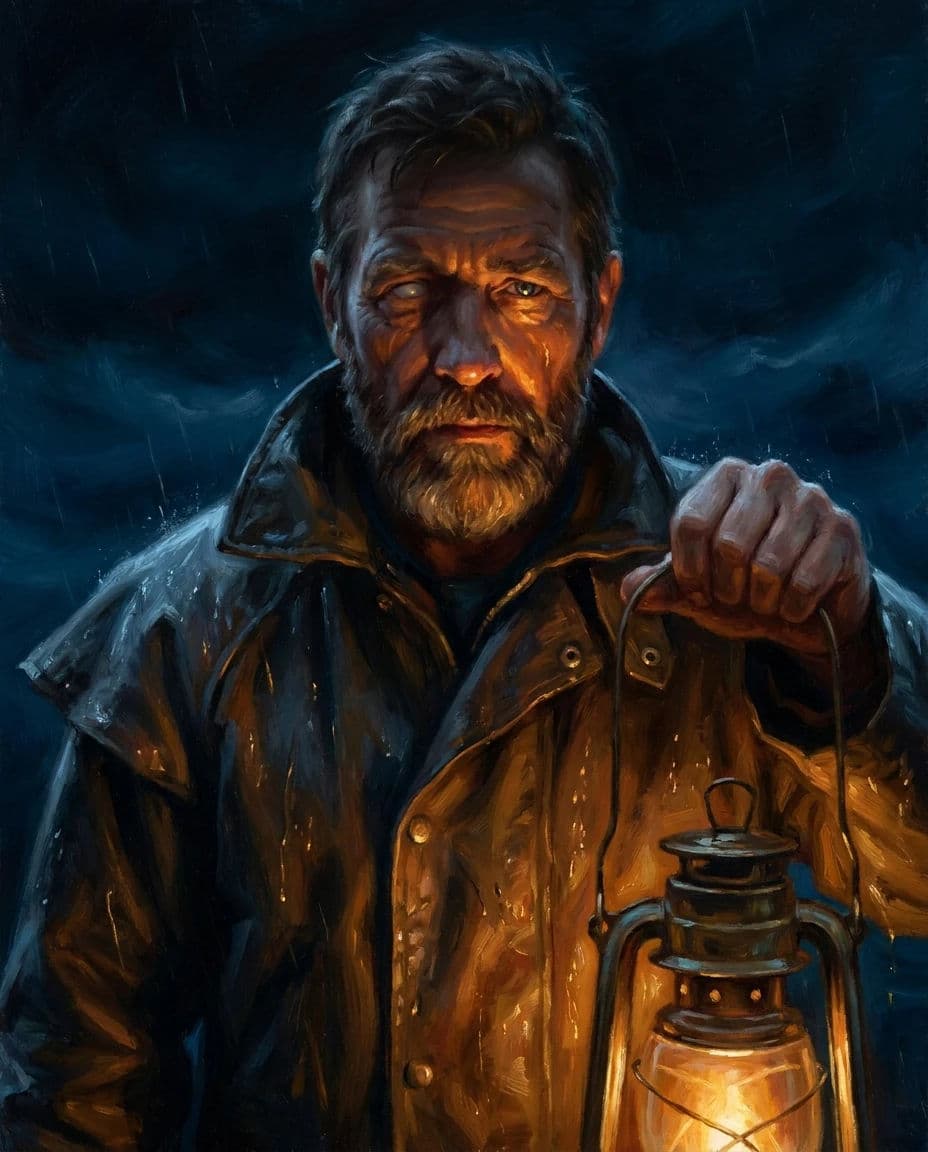 Rendered key art portrait of a character with strong single-source lighting, generated with Nano Banana Pro