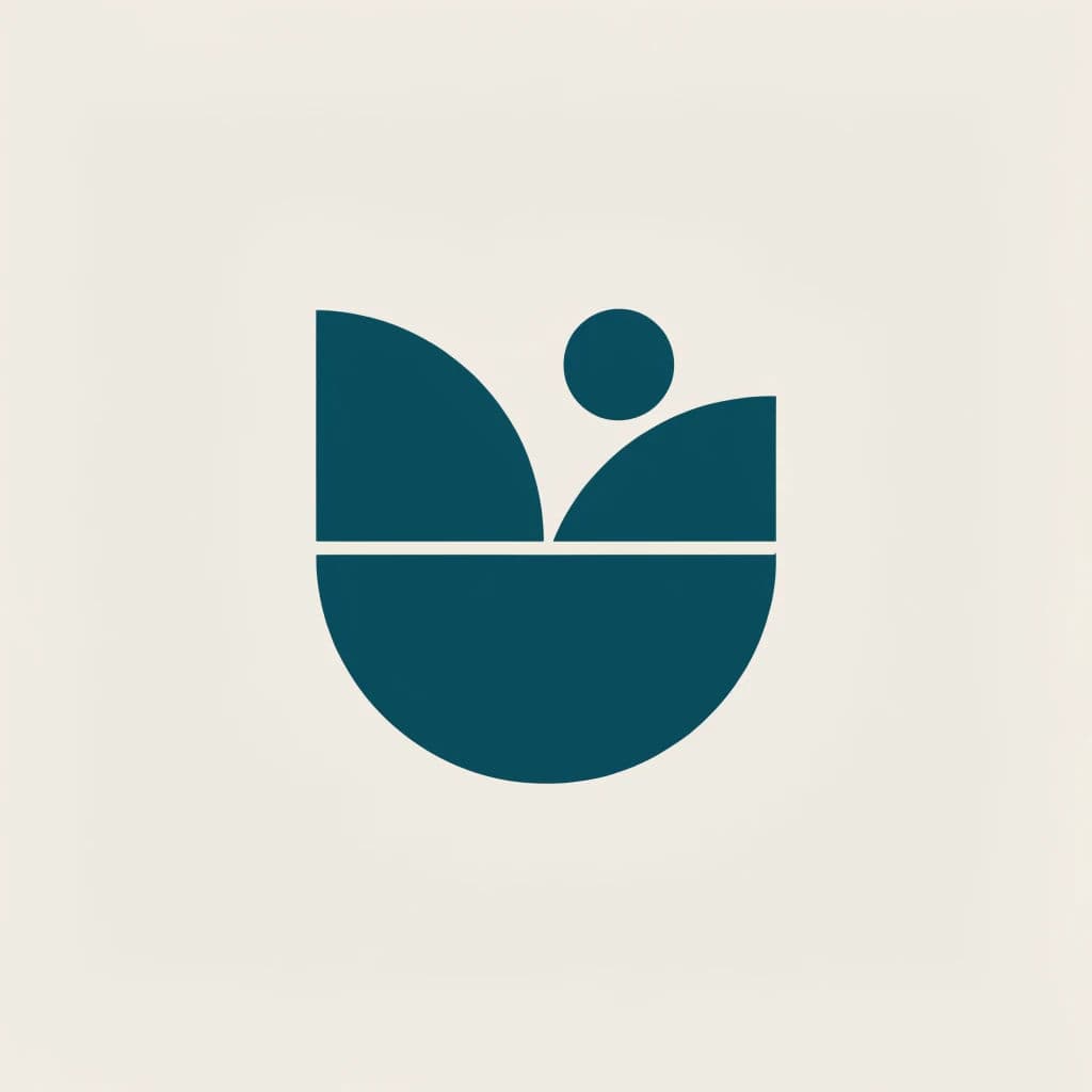 Geometric logo mark built from overlapping circles on a pale ground, generated with Recraft