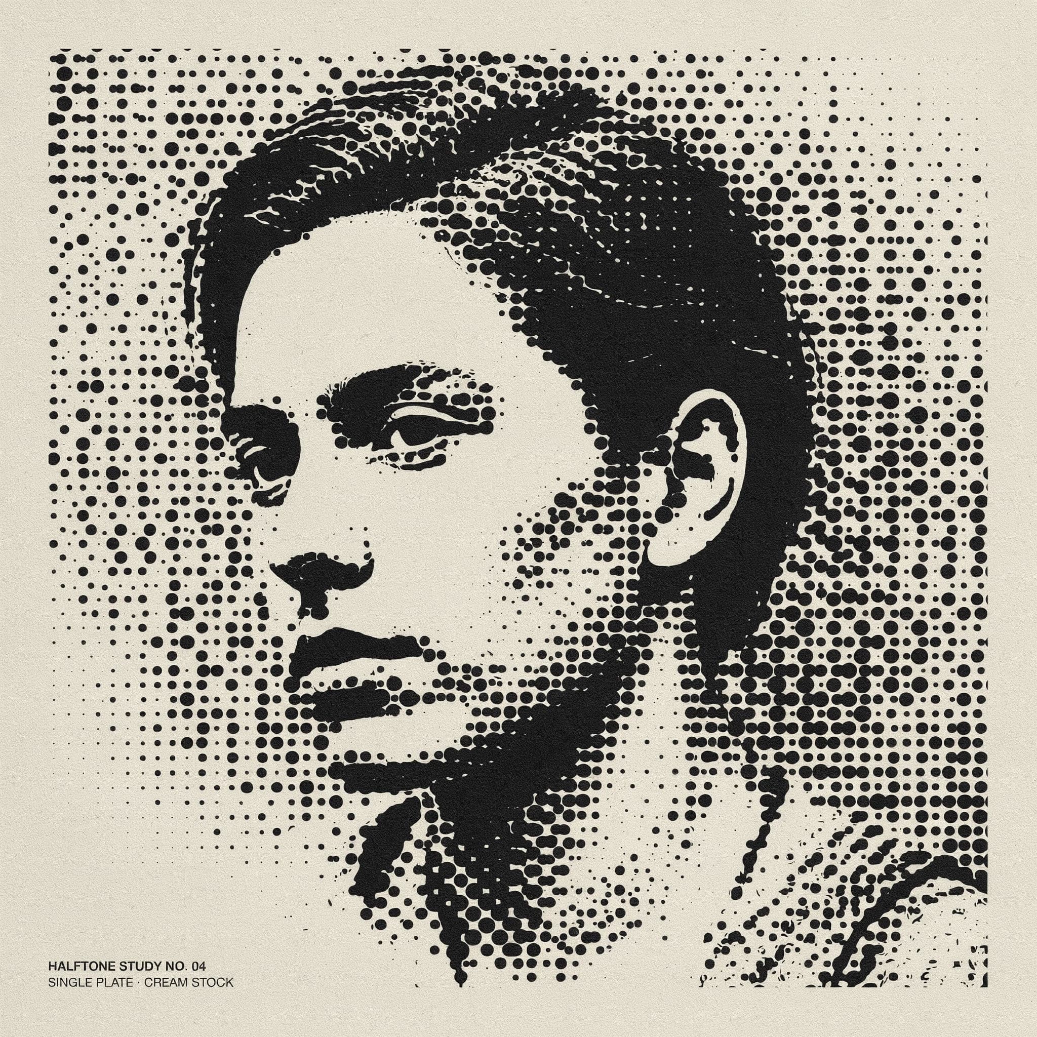 Poster using enlarged halftone dots so the image resolves only at a distance, generated with Ideogram 4.0
