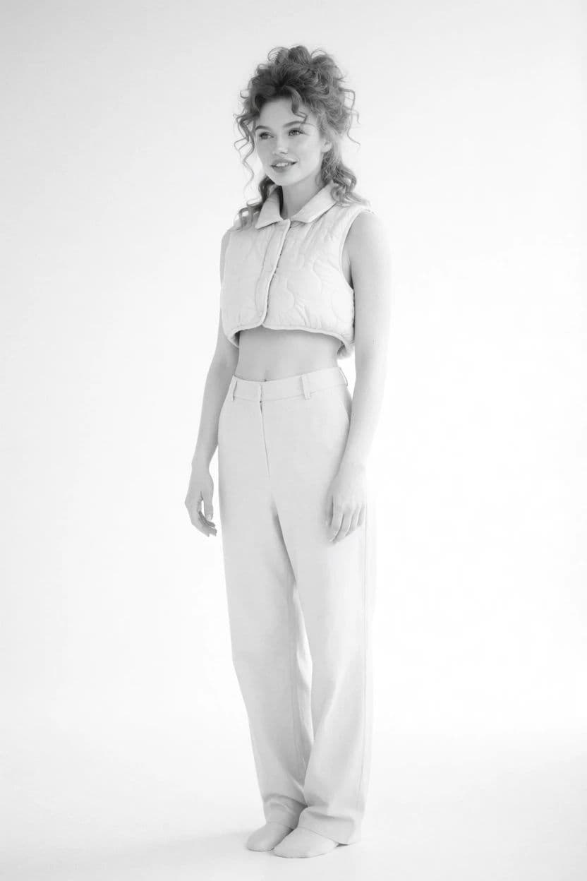 High key black and white portrait of a dancer against a white background with almost no shadow, generated with Krea 2 Medium