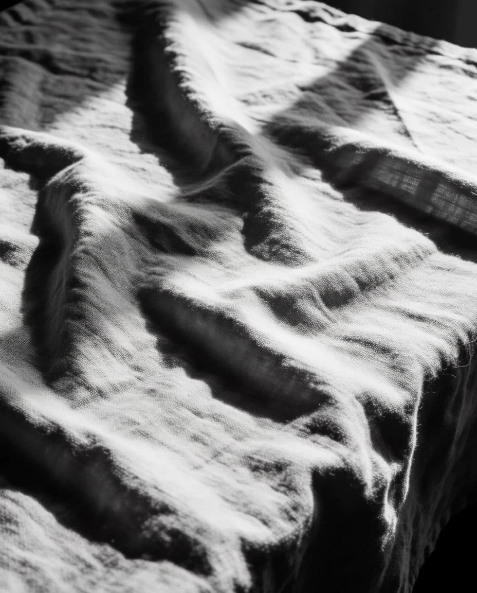 Black and white nude-toned study of fabric folds lit to emphasise texture, generated with Krea 2 Medium