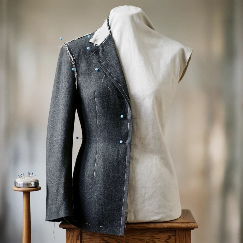 Square fashion frame of a garment photographed on a stand with no model, generated with Krea 2 Large