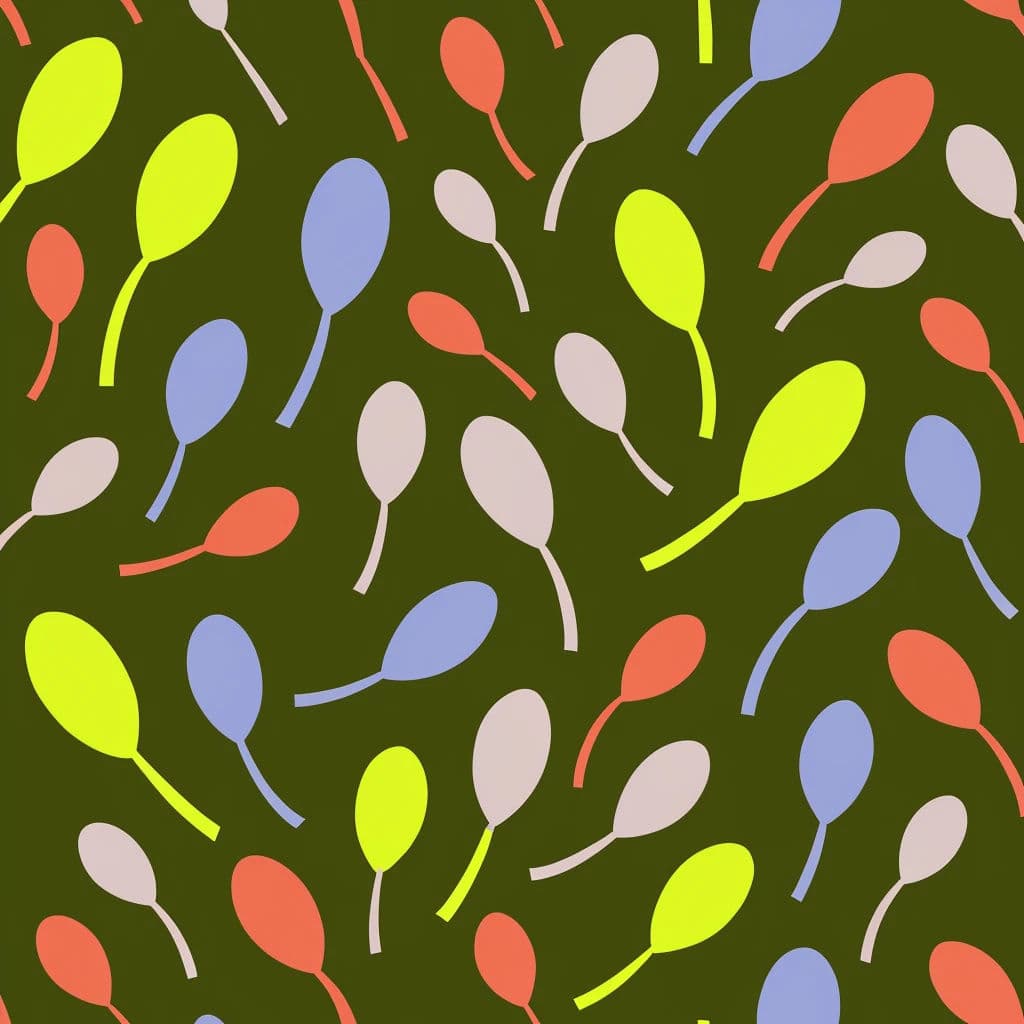 Flat repeating pattern tile of leaves and small shapes, generated with Recraft