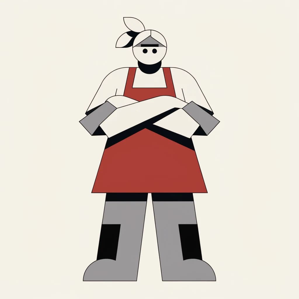 Flat character illustration of a single figure drawn with no outlines, generated with Recraft