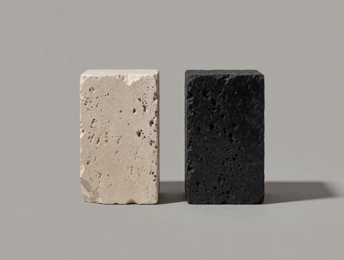 Photograph of two rectangular stone blocks of different colours set side by side, generated with Krea 2 Medium