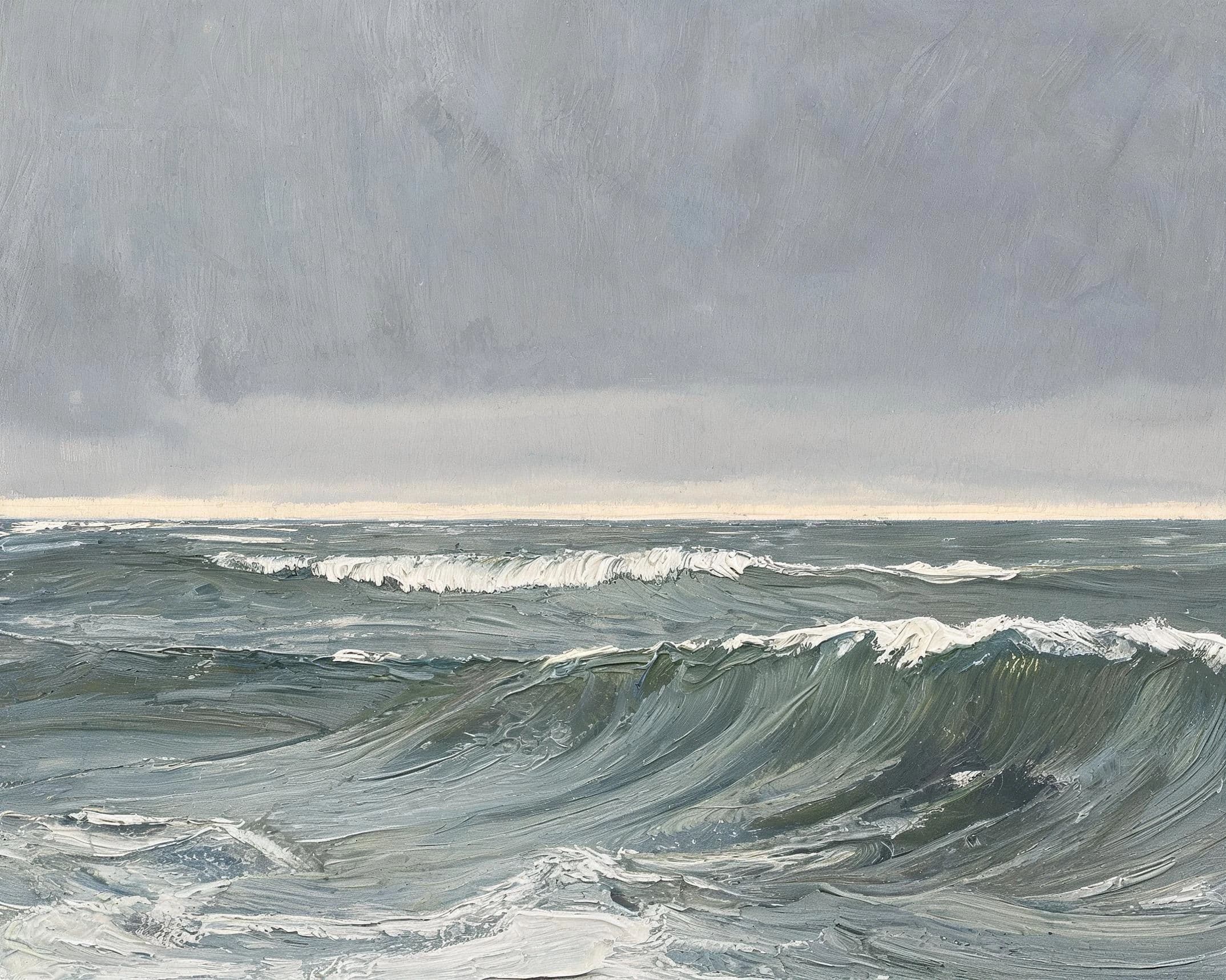 Oil painting of open sea swell painted in heavy directional strokes, generated with Seedream 5.0 Lite