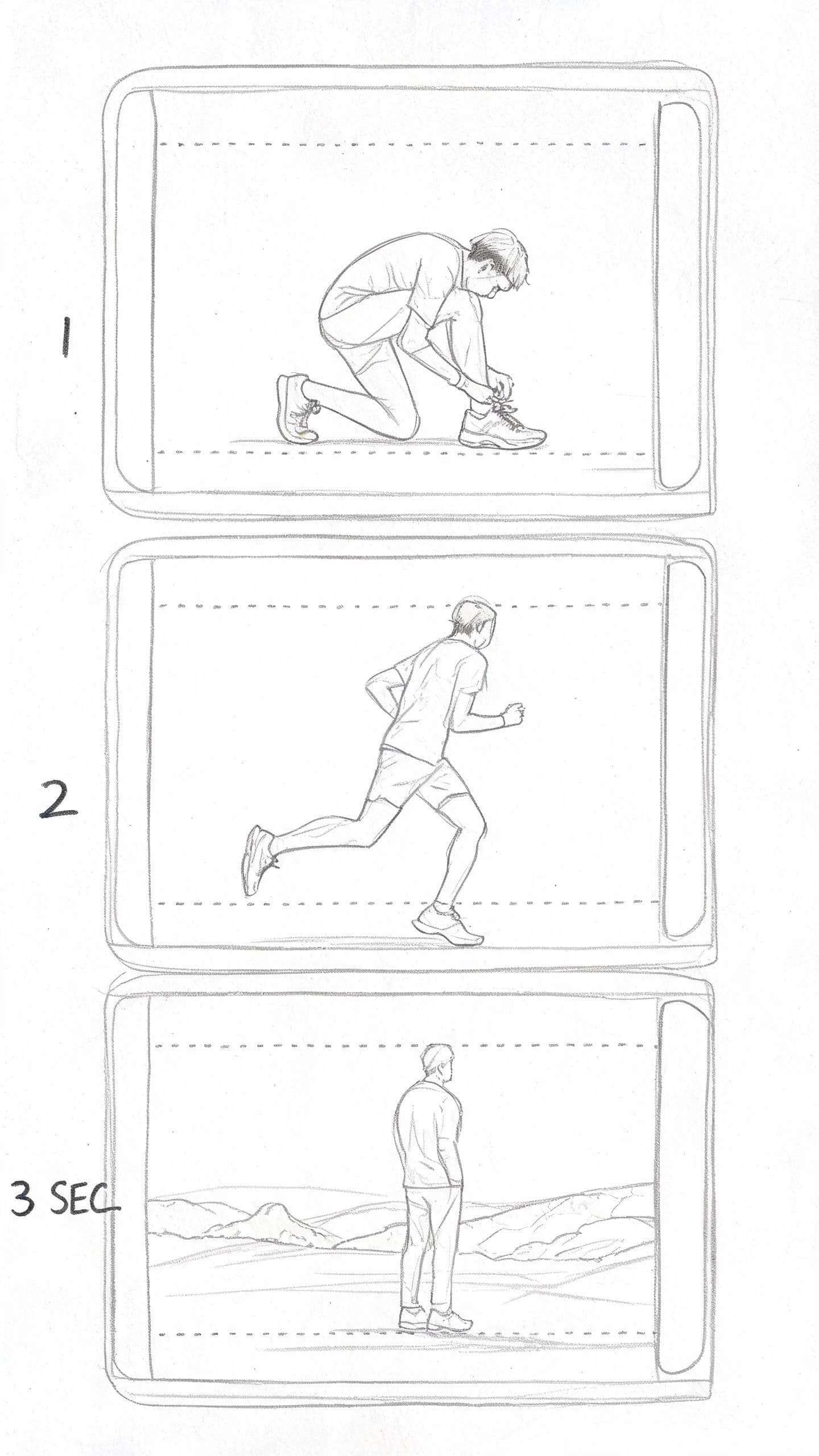 Vertical storyboard sheet of three tall frames for a phone format advertisement, generated with Seedream 5.0 Lite