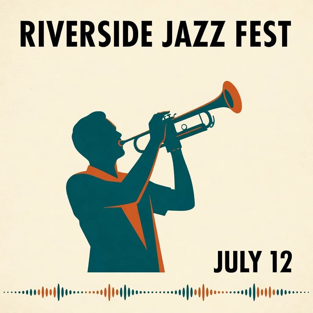 Fictional jazz festival poster with clean typography generated with Grok Imagine