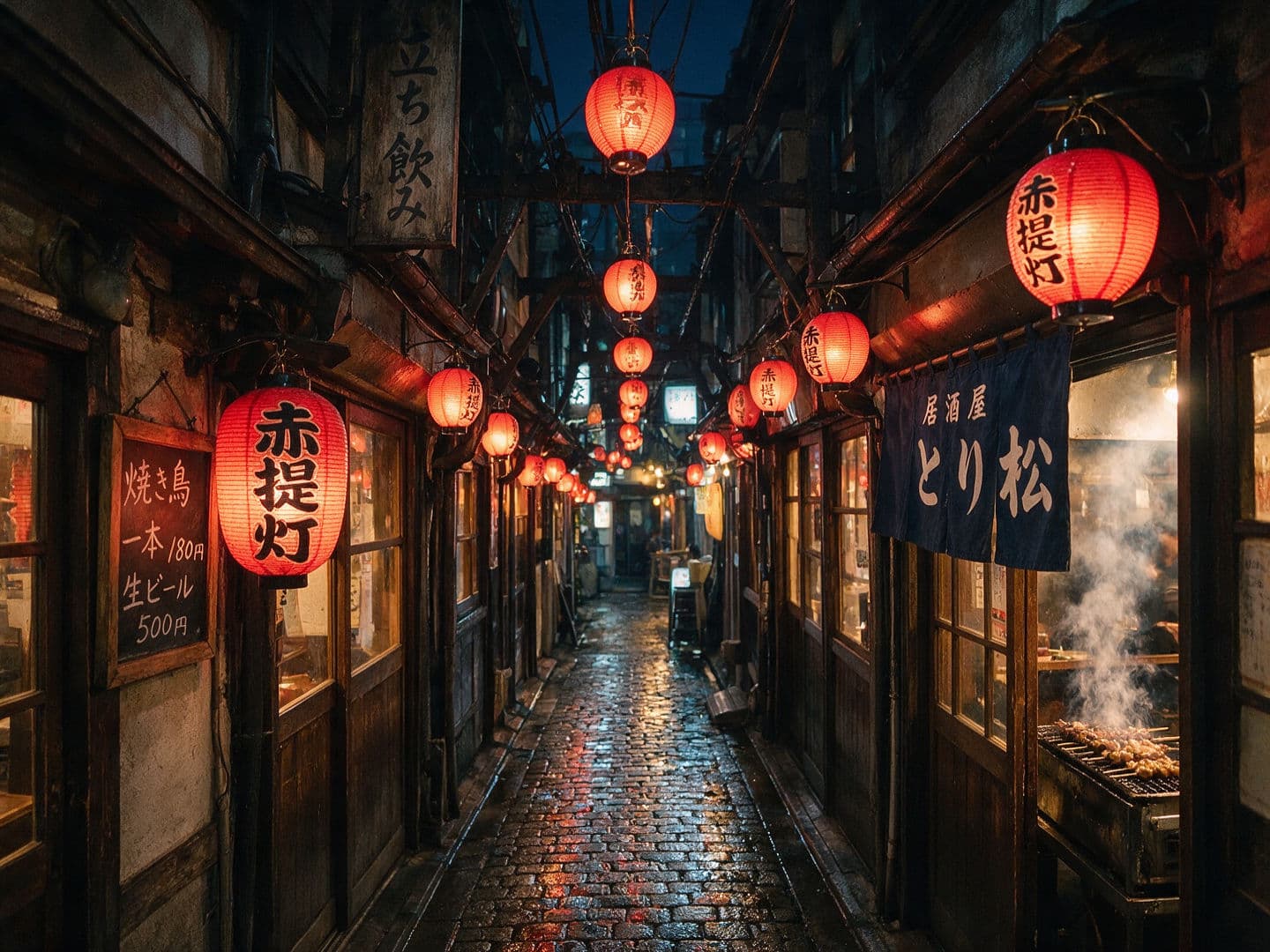 Tokyo yokocho alley Japanese signage generated with Seedream 5.0 Pro