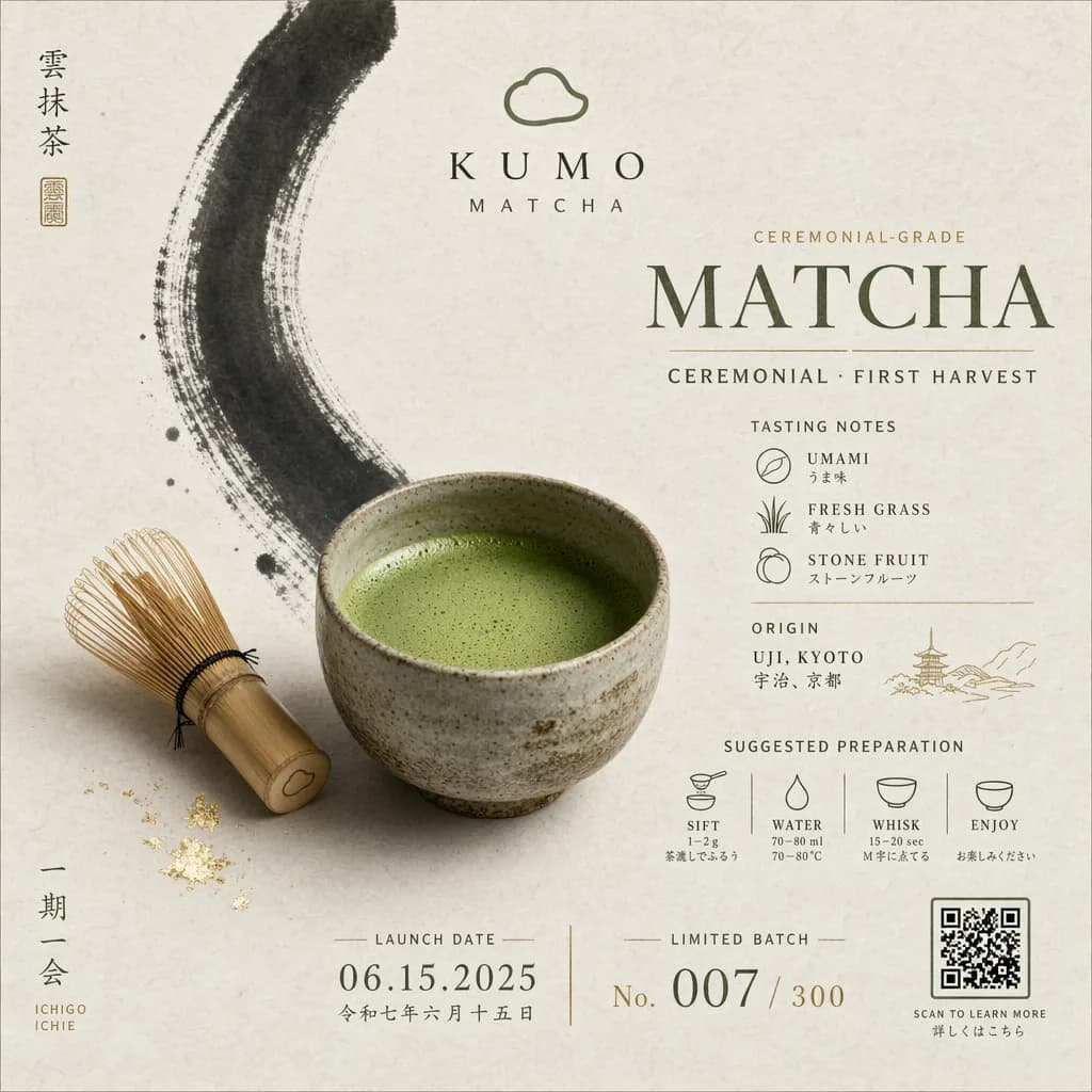 Kumo Matcha wabi-sabi launch poster generated with ChatGPT Images 2.0