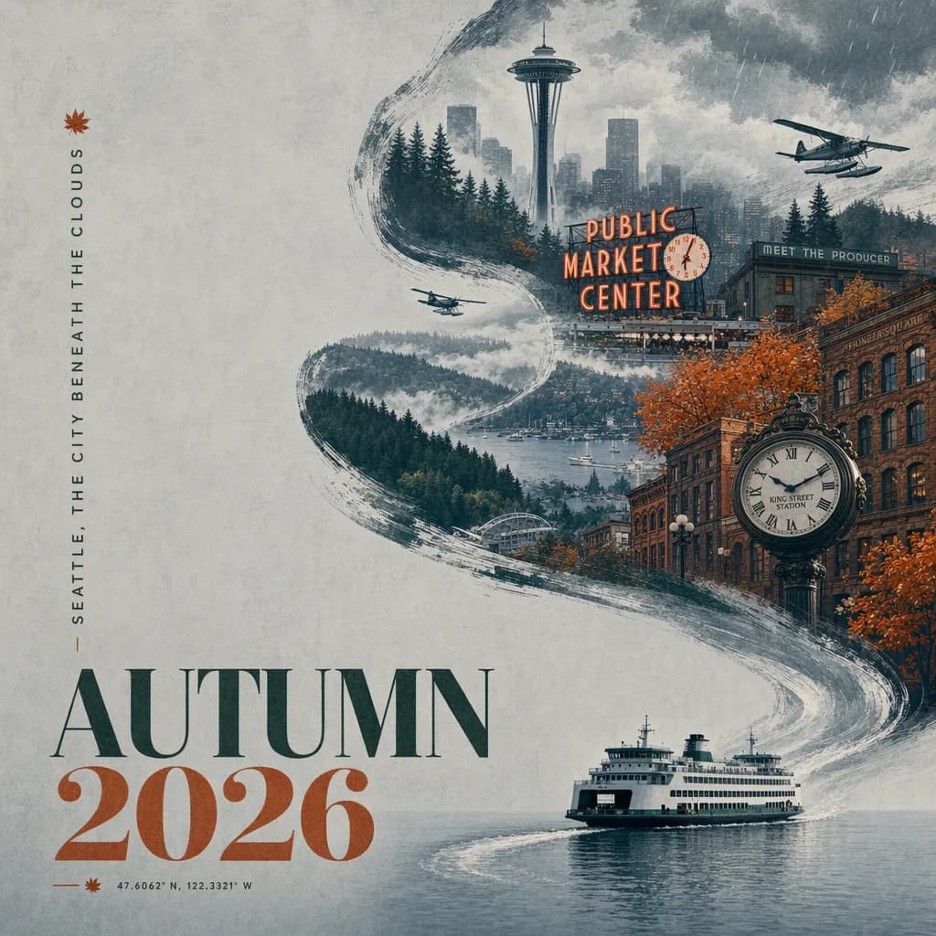 Seattle autumn city poster generated with ChatGPT Images 2.0