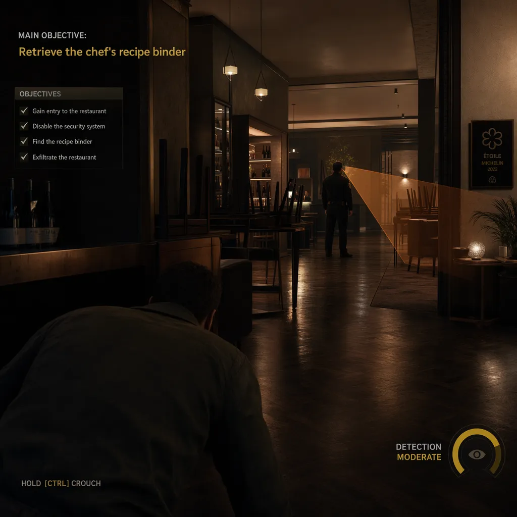Stealth-action game screenshot generated with ChatGPT Images 2.0