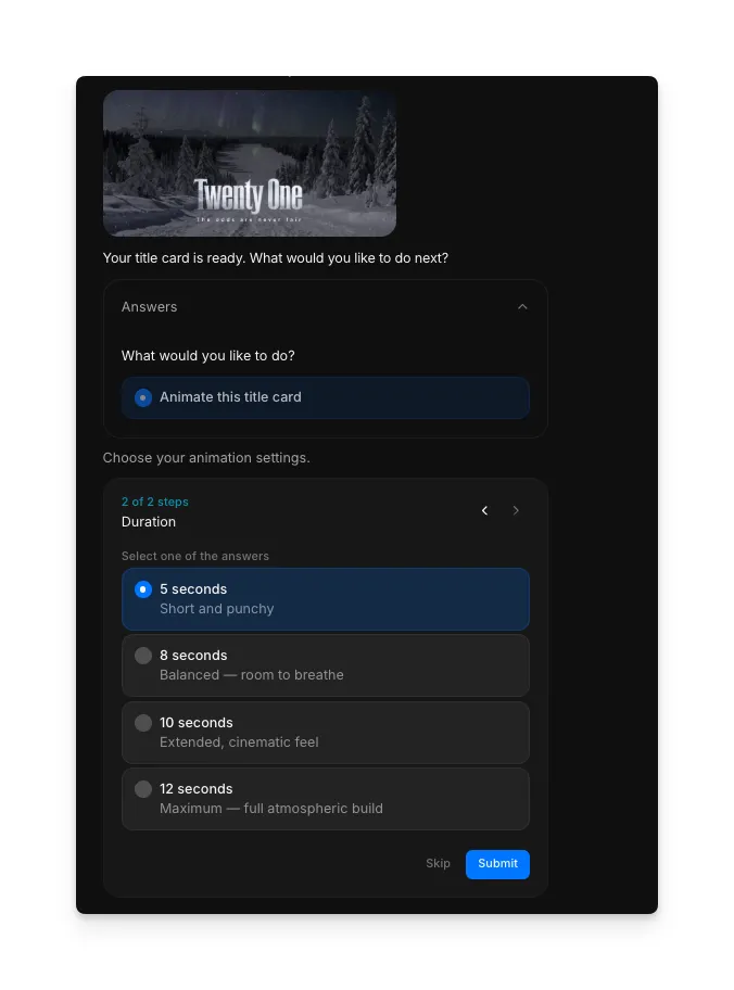Fine-tuning duration settings for animated title sequence