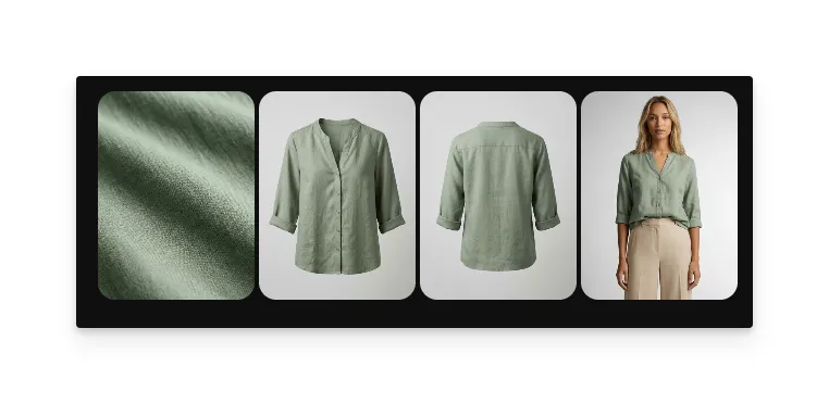 Generated catalogue views of the garment