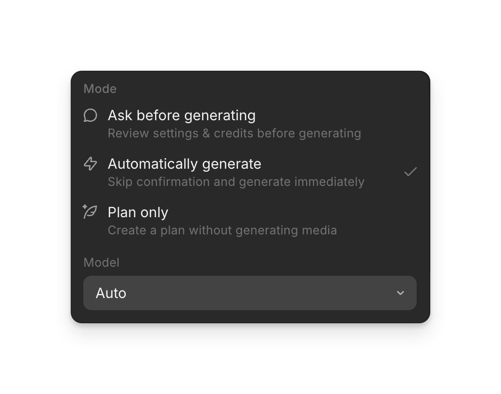 The mode and model menu opened from Copilot's prompt bar