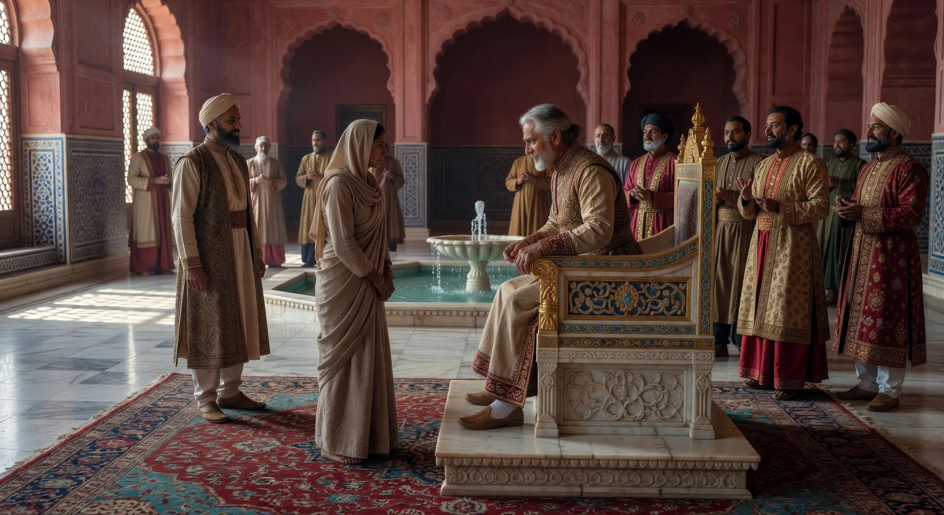 A complainant brings a problem before the throne
