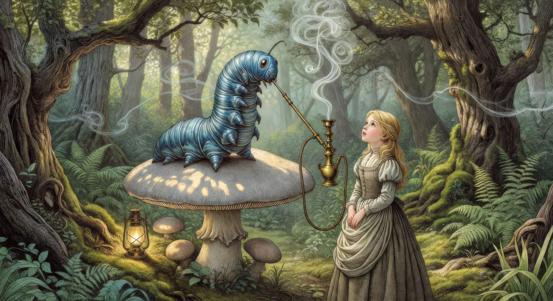 The Caterpillar on the mushroom