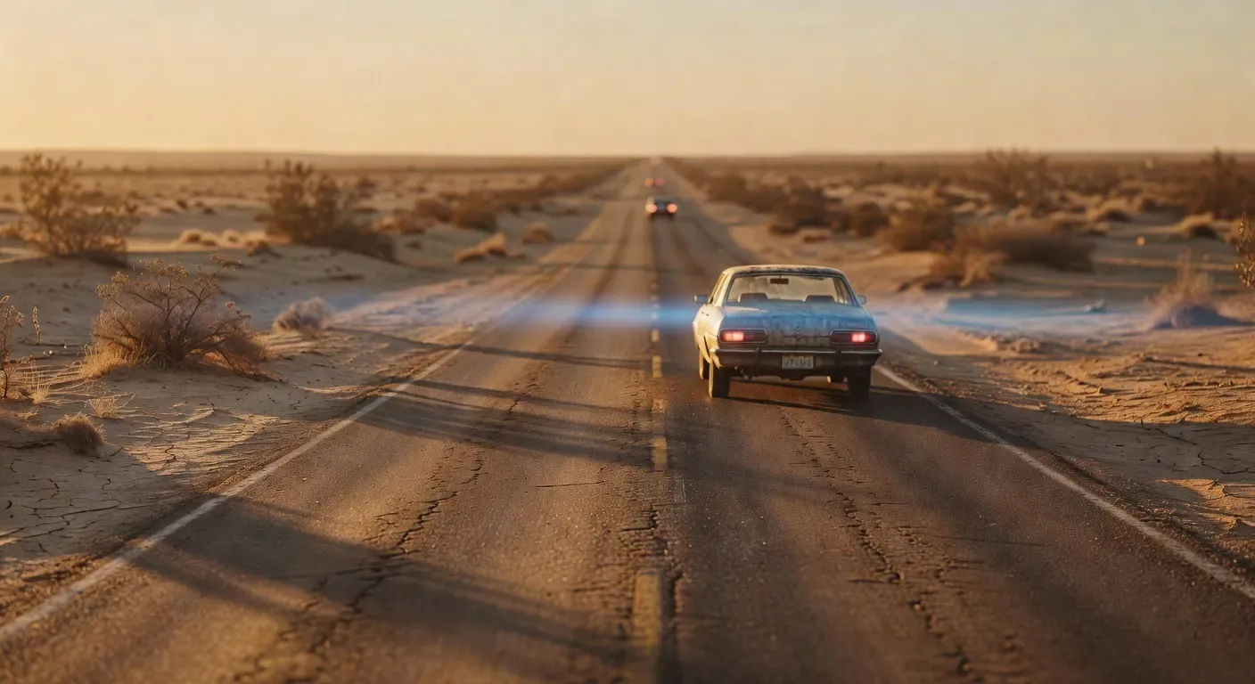 2.39:1 desert highway with blue horizontal flare