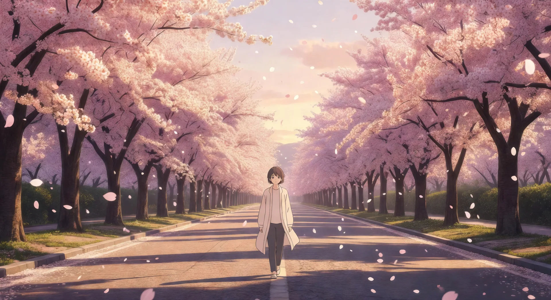 Sakura street walk in spring